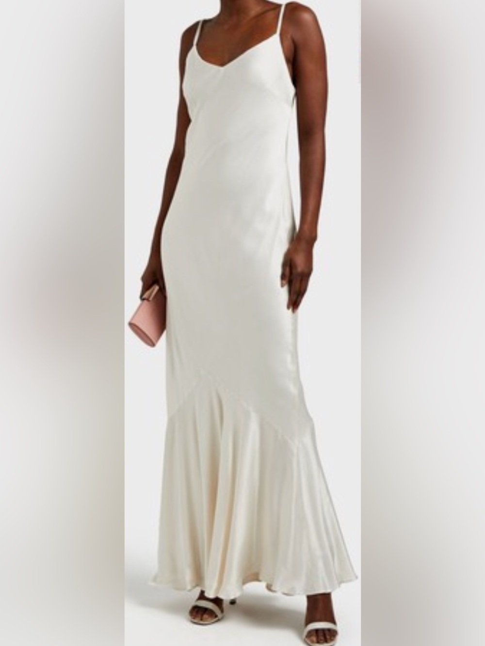 Ghost London Elegant White/Ivory Satin Maxi Mermaid Skirt